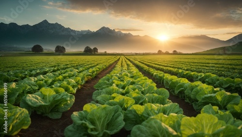 Field of  organic lettuce ,  organic foods / Eco agriculture  theme  © kapie arts
