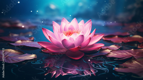 Beautiful pink lotus flower photo