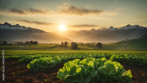 Field of  organic lettuce ,  organic foods / Eco agriculture  theme 
