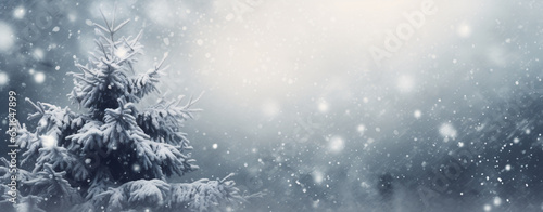 Winter atmospheric landscape with Frost-Covered Trees, Snowfall Landscape, AI generated.