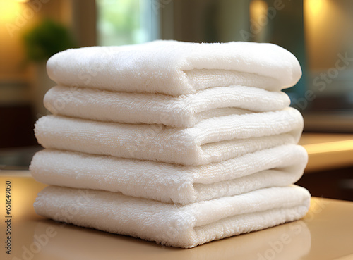 Bathroom white cotton towels hotel and spa