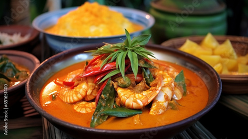 Hyper-realistic of a Traditional Thai food Ancient Th, generative ai.