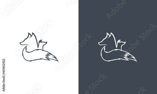 wolf line style vector logo design