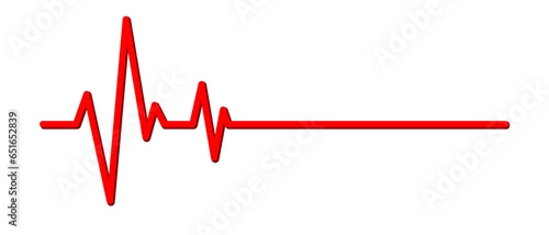 Red pulse line. Vector illustration on white background. Heartbeat, ECG. Health and medicine.