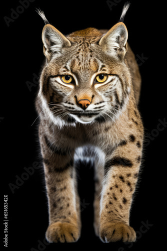 Red lynx isolated on a black background