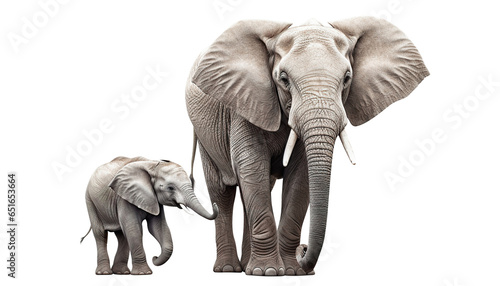 Big elephant with a cute little elephant calf, cut out © Yeti Studio