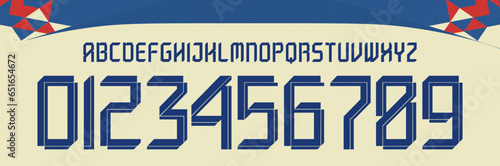 font vector team 2023 - 2024 kit sport style. football style font with lines. America de mexico font. club america font. sports style letters and numbers for soccer team