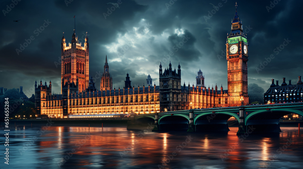 Big Ben and the Houses of Parliament at night in London