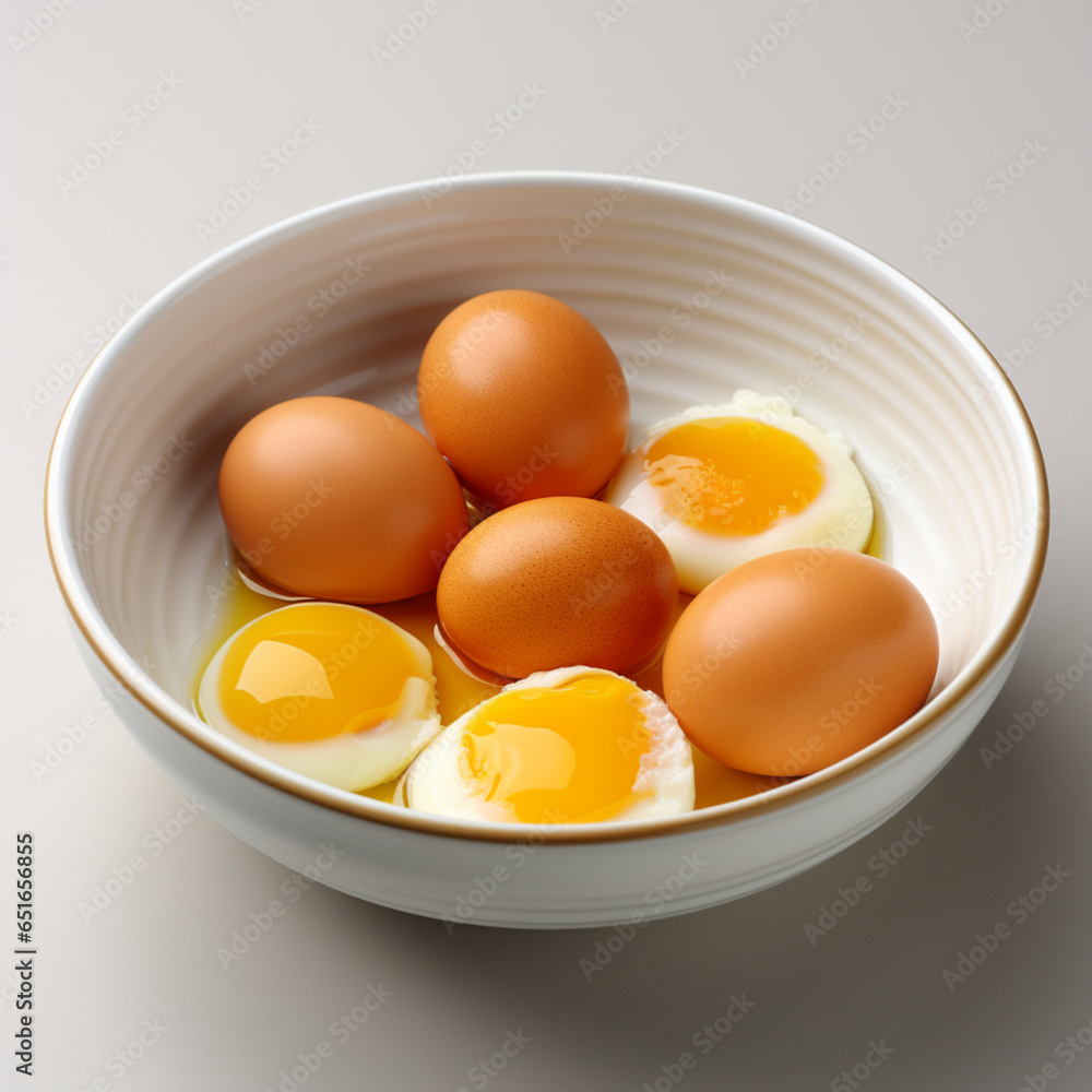 Chicken eggs are fresh and clean. You can see the yolk and egg white on a white background. Chicken eggs are fresh and clean. You can see the yolk and egg white on a white background.