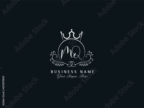 Feminine Alphabet Mq Logo Icon, Creative Mq qm Minimal Letter Logo Design photo