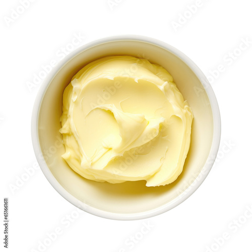 A Bowl of Butter Isolated o...