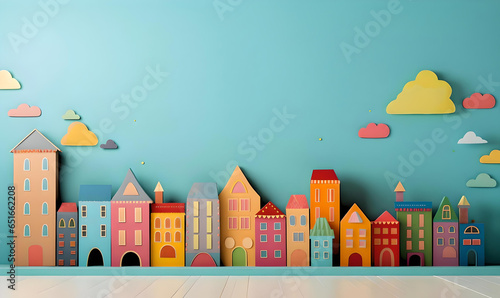 Customizable Colorful Paper Cityscape: Children's Room Display Backdrop