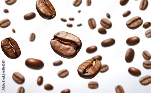 Coffee Bean flying on white background  3d illustration.