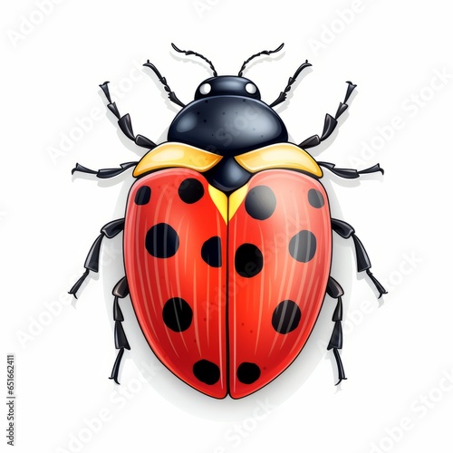 Ladybug, top view, white background © stv