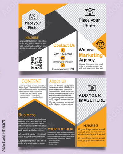 Free vector abstract trifold brochure template with image