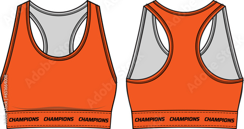 Women Sports bra top active sports Jersey design flat sketch fashion Illustration suitable for girls and Ladies, Vest for Swim, yoga, gym, running and sports activity