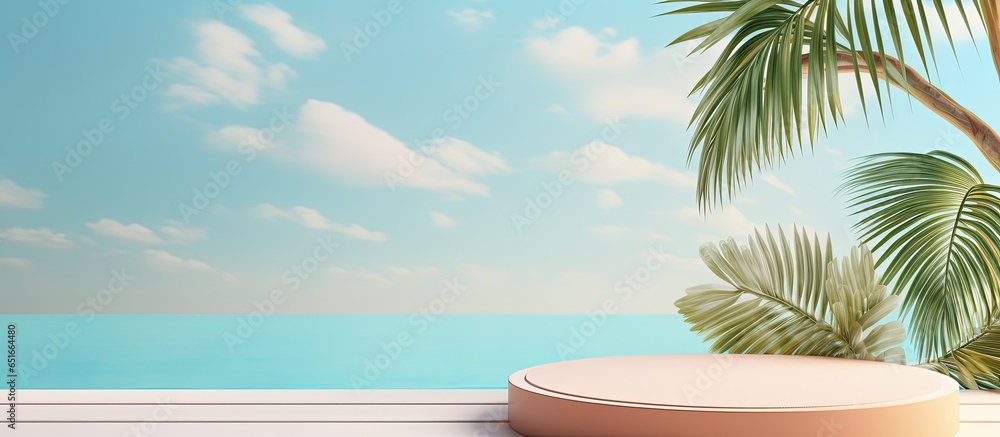 Fototapeta premium a podium showcasing products in a tropical summer setting