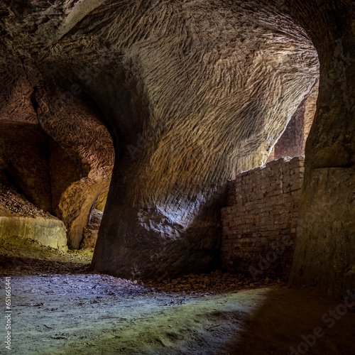 Famous caves Desolate churches II (Pust kostely II), there is a smaller artificial underground space right by the road from Velenice to Svitavy, The Czech republic