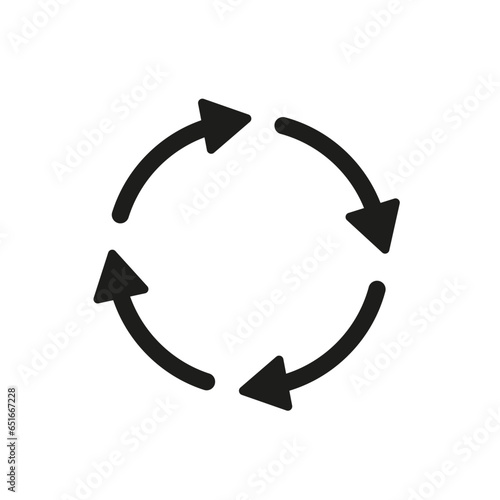 Circle arrow vector icon. Recycling icon. Circular vector arrow. Refresh and reload arrow icon. Arrow sign. Repeat cycle symbo