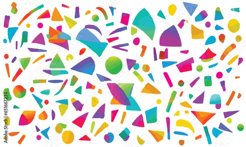 Wavy shapes and swirling strokes. Vector seamless pattern. Attractive multi-colored design, children's doodle lines, suitable for general background illustrations.
