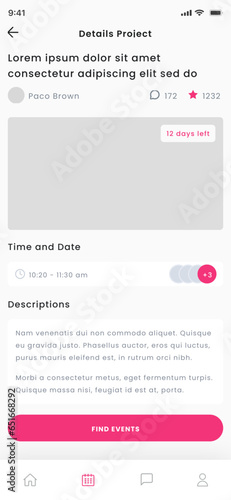 Party Finder, Events, Celebration, Gathering, Festival and Social Activities Pink App UI Kit Template