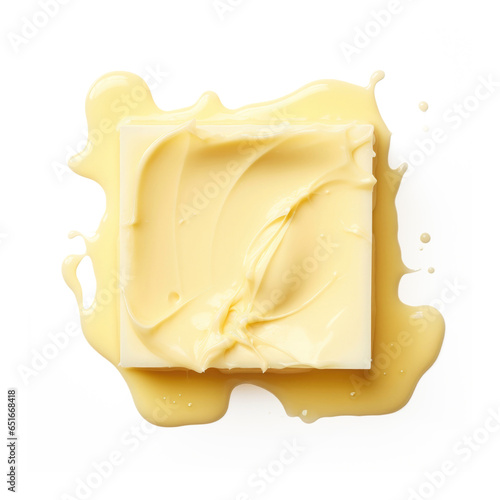 A Pat of Butter Isolated on a White Background