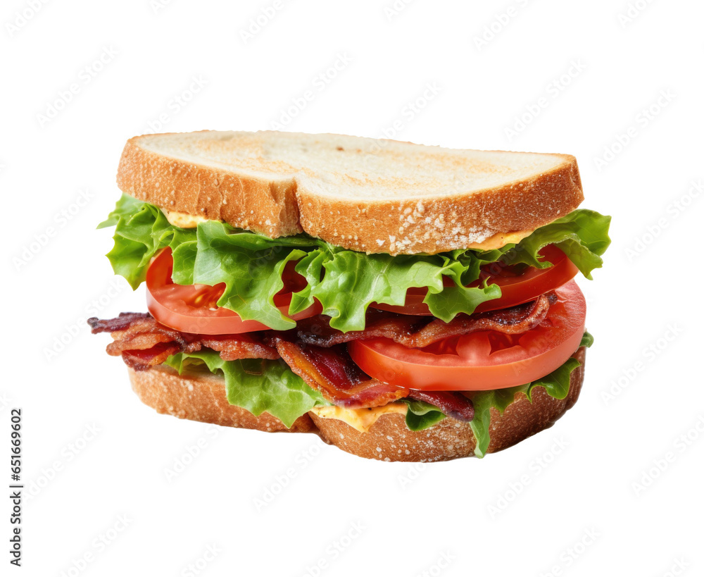 Bacon Lettuce and Tomato Sandwich Isolated on a transparent Background Bacon Lettuce and Tomato Sandwich Isolated on a transparent Background