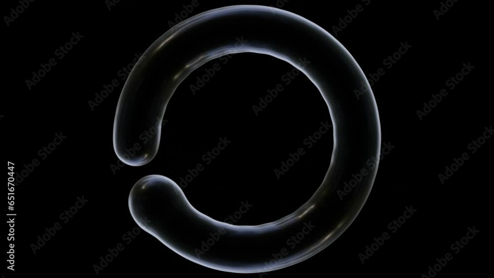 Animation of glass metaballs isolated on black background in 3d rendering forming geometric round frame. Animation of glass metaballs isolated on black background in 3d rendering forming geometric round frame.