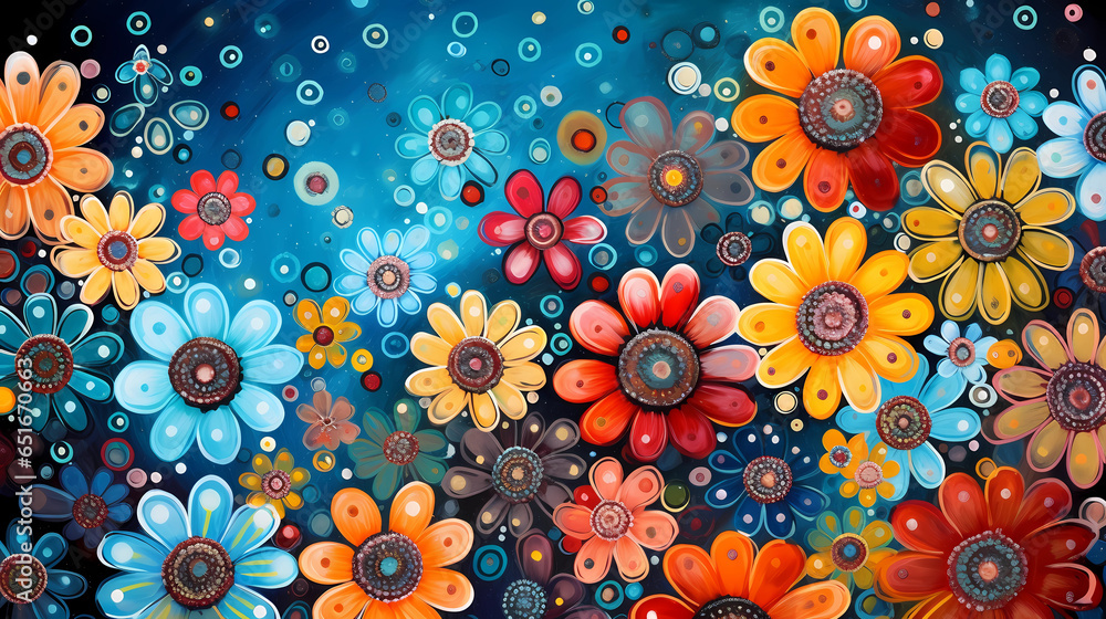 Colorful background of drawn bright flowers. Colorful background of drawn bright flowers.