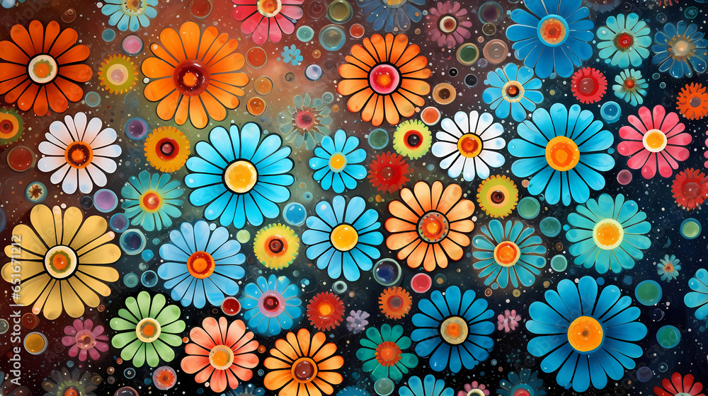 Colorful background of drawn bright flowers. Colorful background of drawn bright flowers.