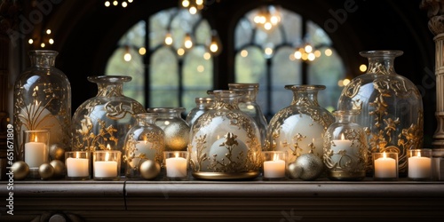 Holiday decor  vases  candles  ornaments