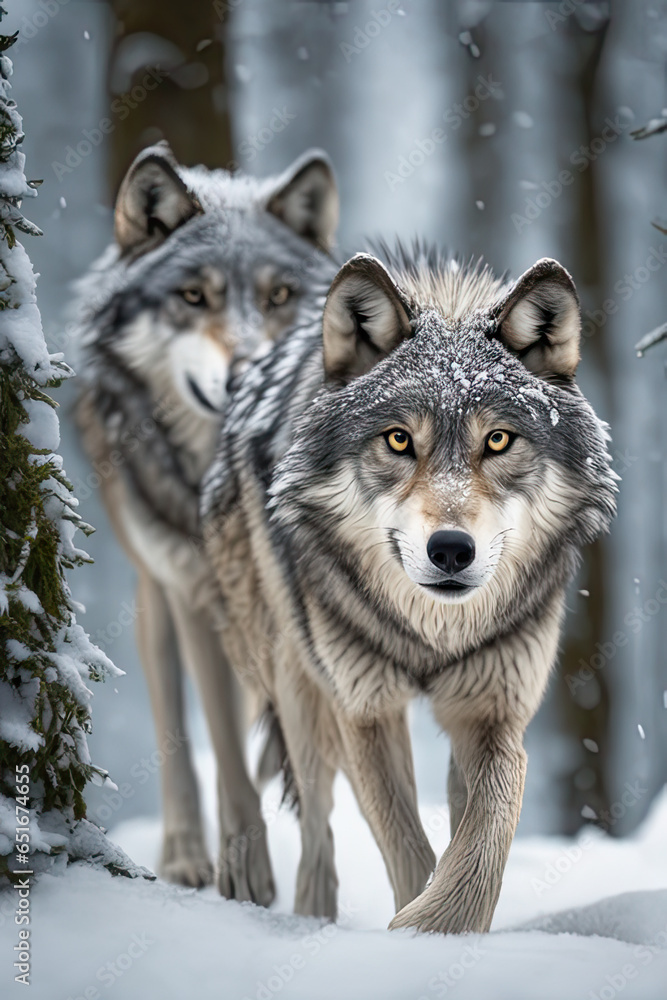 Fototapeta premium wolf in snow
