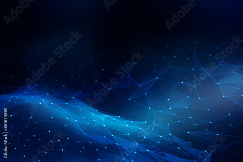 Smooth mesh and waves - abstract blue geometric digital technology background.  Concept for neural network, big data, communication, data stream, cyber data flow,  AI, cloud computing. Generative AI