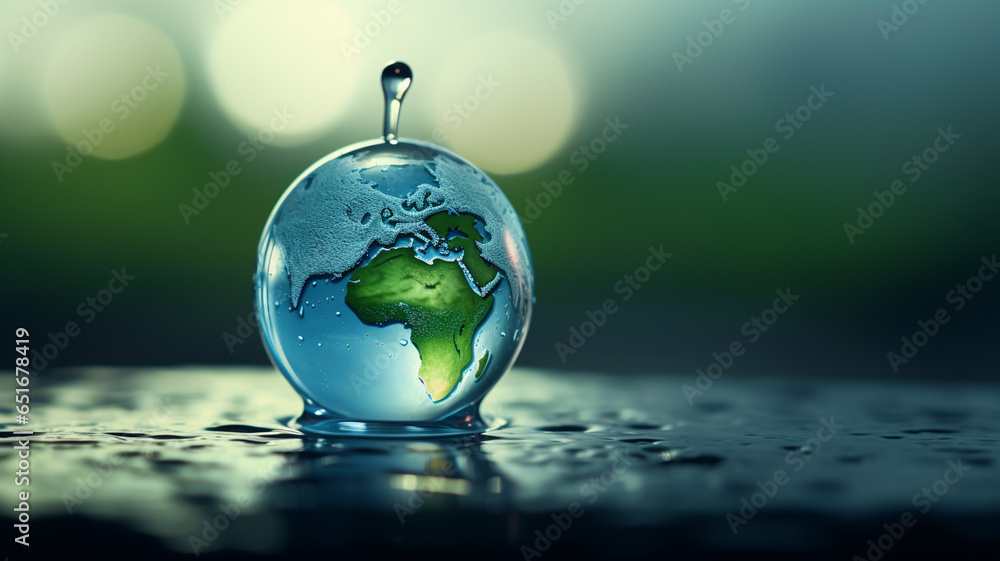 globe with water drop and earth planet
