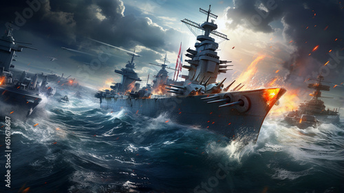 war in the sea. Warship © Daniel