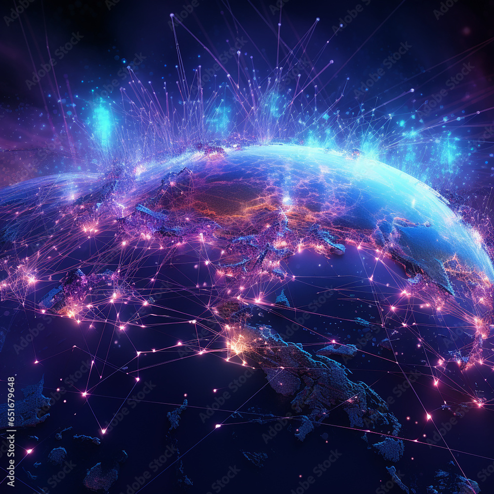 Futuristic background about the Internet coverage of the entire planet created with Generative Ai Futuristic background about the Internet coverage of the entire planet created with Generative Ai