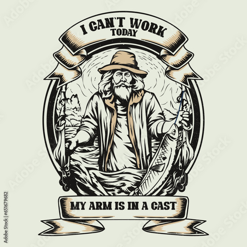 Fisherman Vintage tshirt design vector illustration