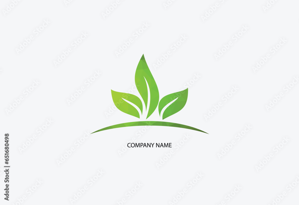  Low poly green leaf ecology nature vector icon