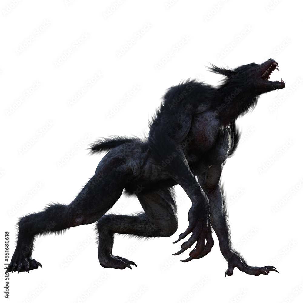3D Rendering Illustration of Fantasy Werewolf With Bloodied Skin Posing for Attack 3D Rendering Illustration of Fantasy Werewolf With Bloodied Skin Posing for Attack