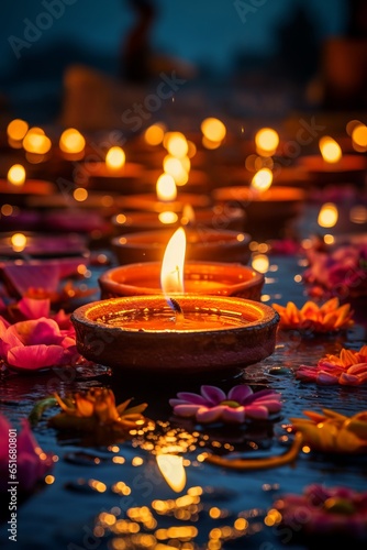 happy diwali day photo of indian candle light