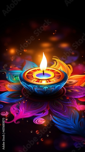 happy diwali day photo of indian candle light