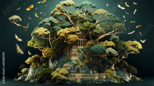 Tranquil Nature: Captivating Scenes of Water, Forests, and Seasons, generative AI