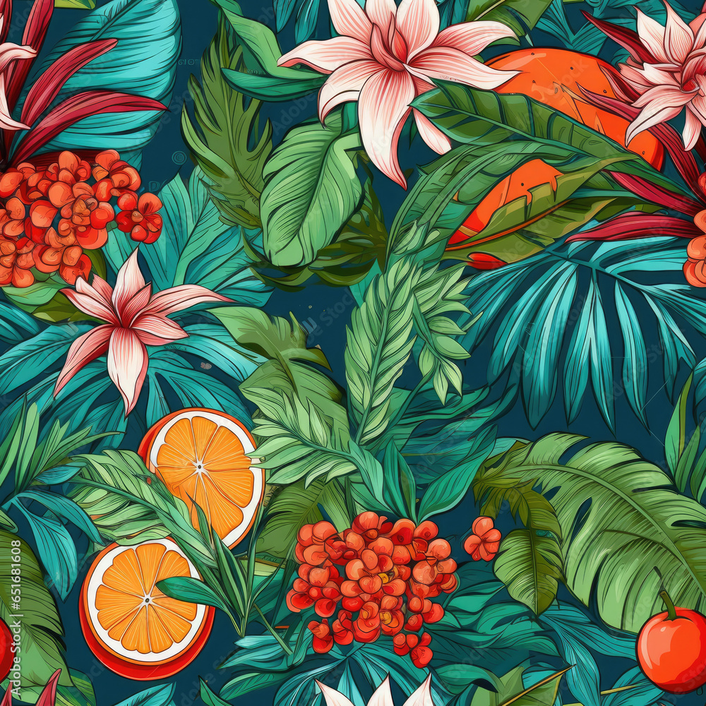 Naklejka premium Vintage aesthetic flower pattern AI Generated