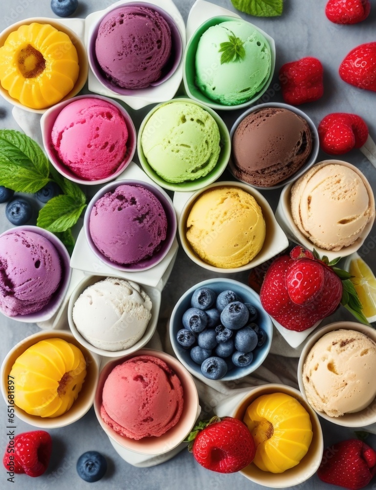 Elegant and beautiful ice cream and fruit table. Full colors. Elegant and beautiful ice cream and fruit table. Full colors.