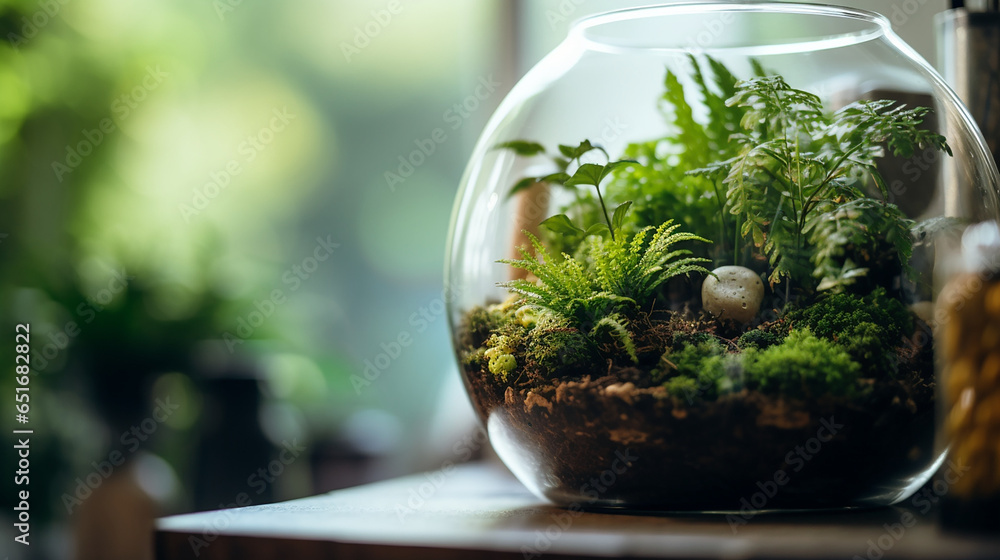 A plant terrarium, lots of natural light created with Generative Ai A plant terrarium, lots of natural light created with Generative Ai