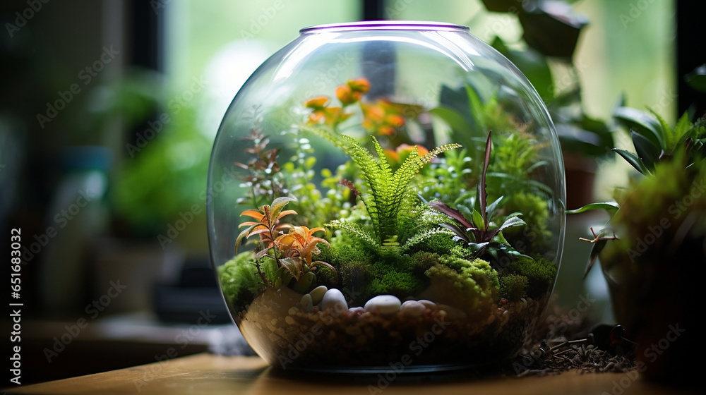 A plant terrarium, lots of natural light created with Generative Ai A plant terrarium, lots of natural light created with Generative Ai