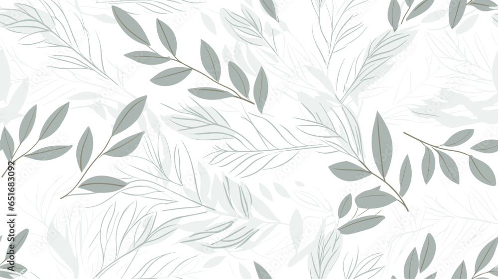 Elegant seamless pattern with delicate leaves. Vector Hand drawn floral background. 