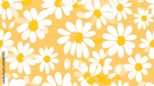 Groovy daisy flower seamless pattern. Cute hand drawn floral background