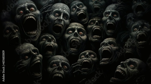 Faces of the souls trapped in the darkness