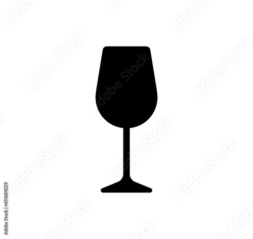 Glass of wine icon. Black champagne glass vector icon.